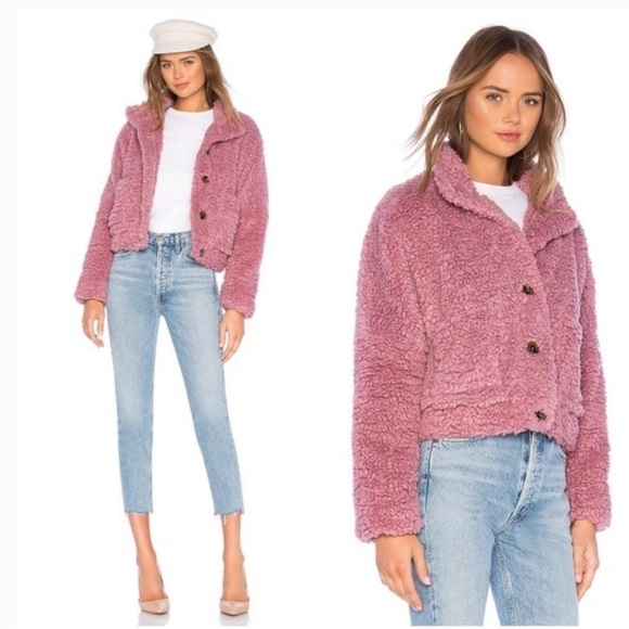 Tularosa Oversized Teddy Bomber Jacket‎ Quilted lining SZ S Pink - Picture 2 of 10